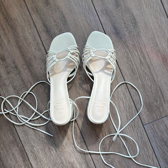 Oasis society white lace up knotted heels size 8 - Picture 1 of 5